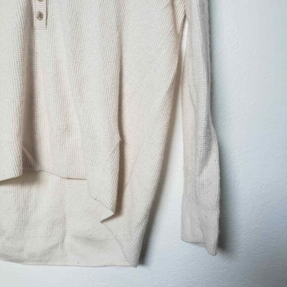 Madewell Asherton Waffle Henley Wool Blend Oversized Sweater Antique Cream XS - Picture 8 of 10